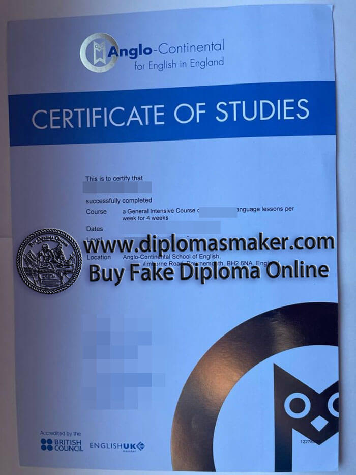 Buy Anglo-Continental English in England certificate online.