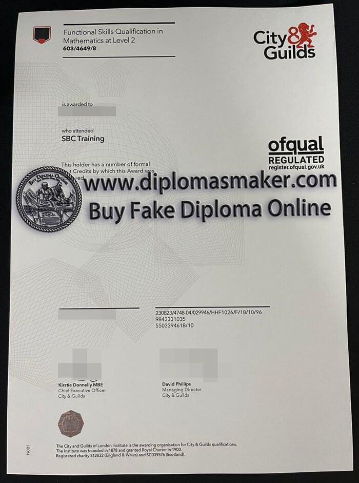 City & Guilds Functional Skills Qualification in Mathematics at Level 2 certificate