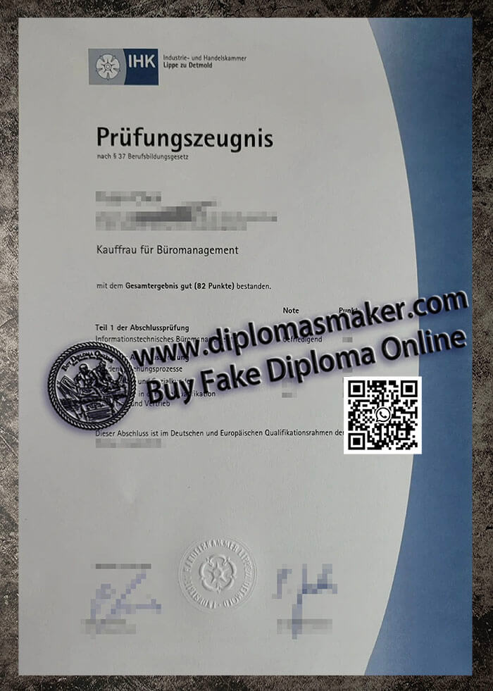 Buy Industrie und Handelskammer Lippe zu Detmold certificate