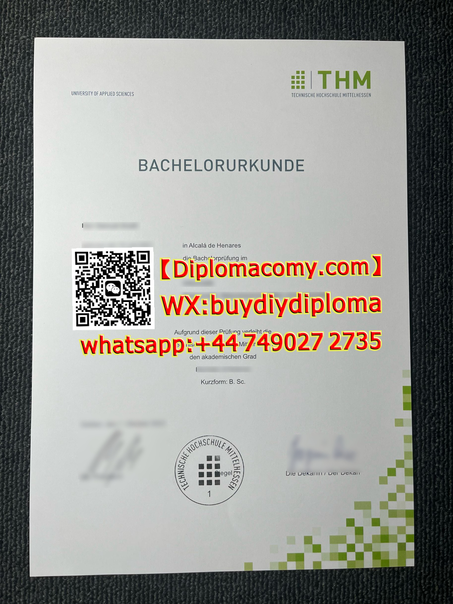 快速购买中部黑森工业大学毕业证?高仿中部黑森工业大学文凭,How to Custom Technische Hochschule Mittelhessen diploma: Telegram:@Facy90